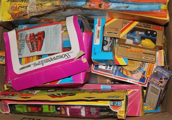 A collection of 1970s-80s Matchbox models including Superfast, all boxed